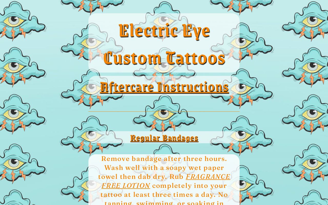Electric Eye Custom Tattoos Aftercare